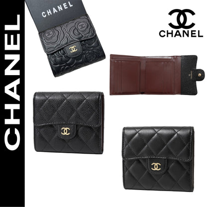 【シャネル】マトラッセ♪二つ折り財布 ♪ミニウォレット*キャビアスキン黒AP0229 AP0231